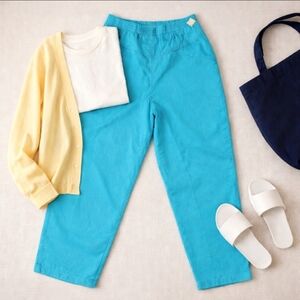 Vintage Gitano Pants Late 80s Teal Elastic Waist 12 Short NWT Made USA